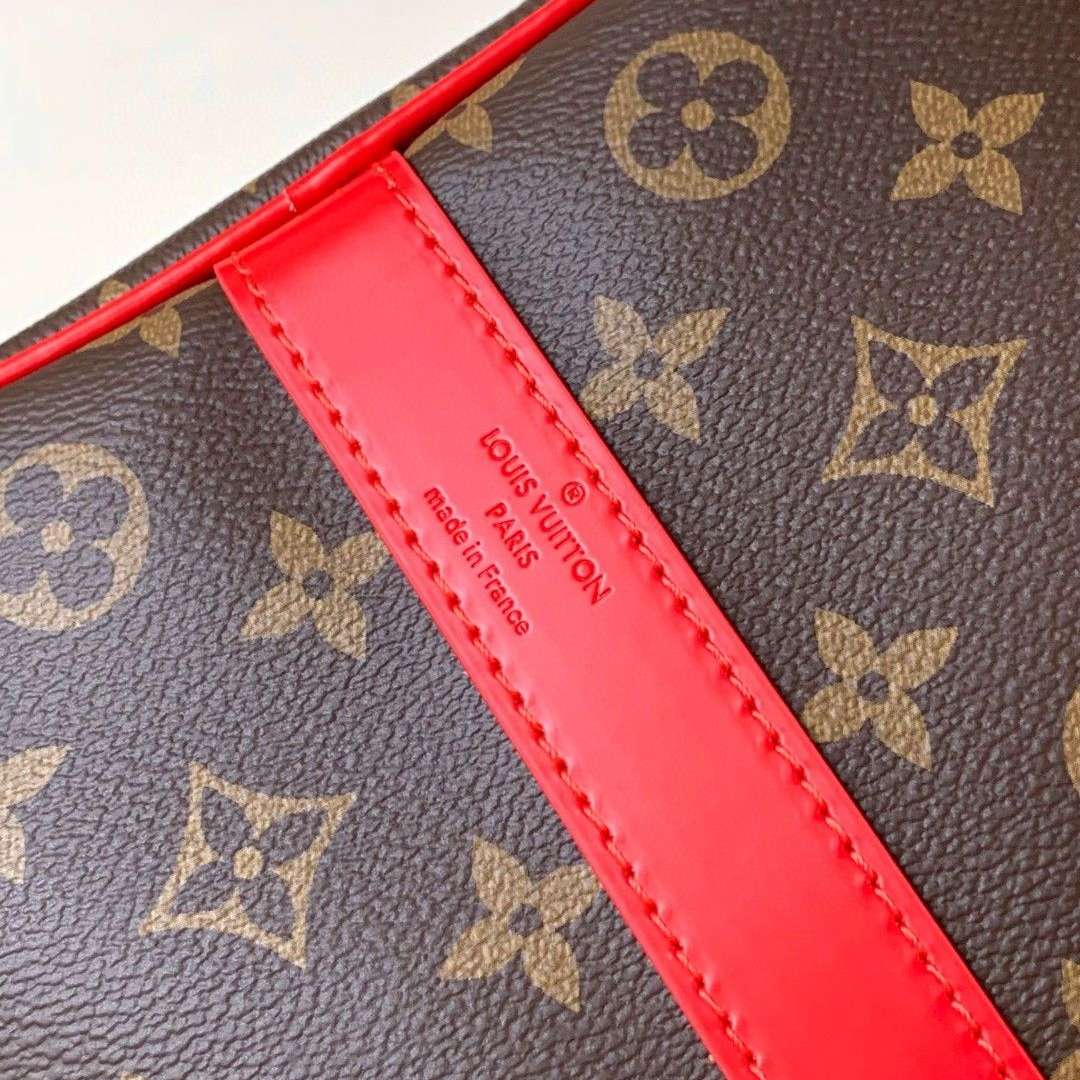 LV - keepall Bandoulière 50 Coated Canvas and Cowhide Leather Handbag Shoulder Crossbody Bag