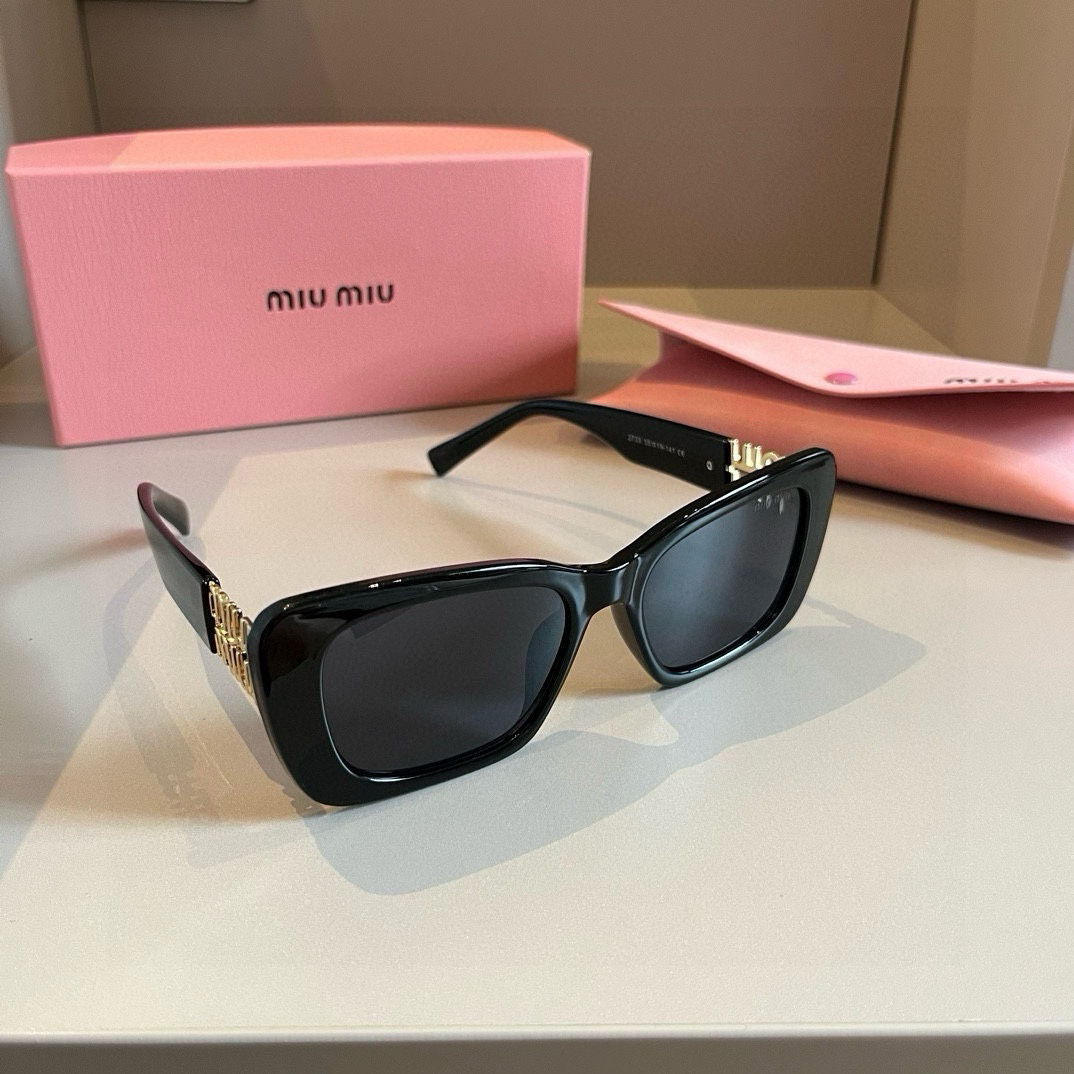 MiuMiu-2024 New Side Gold Logo Sunglasses