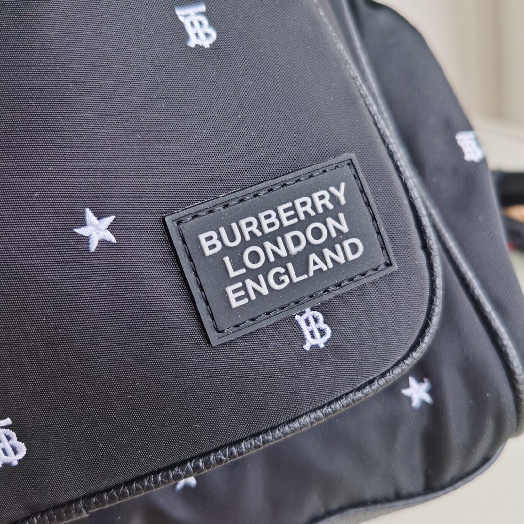 Burberry-Nylon embroidered backpack