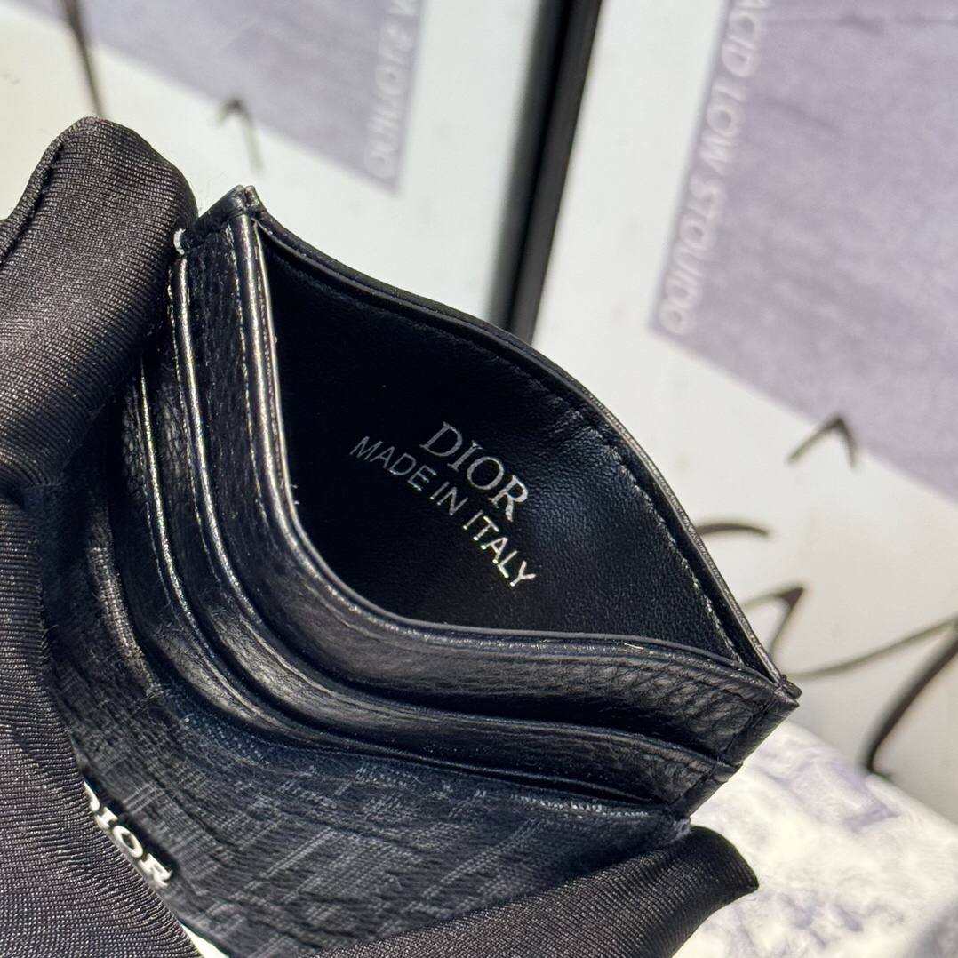 Dior-Black grain cowhide saddle clip