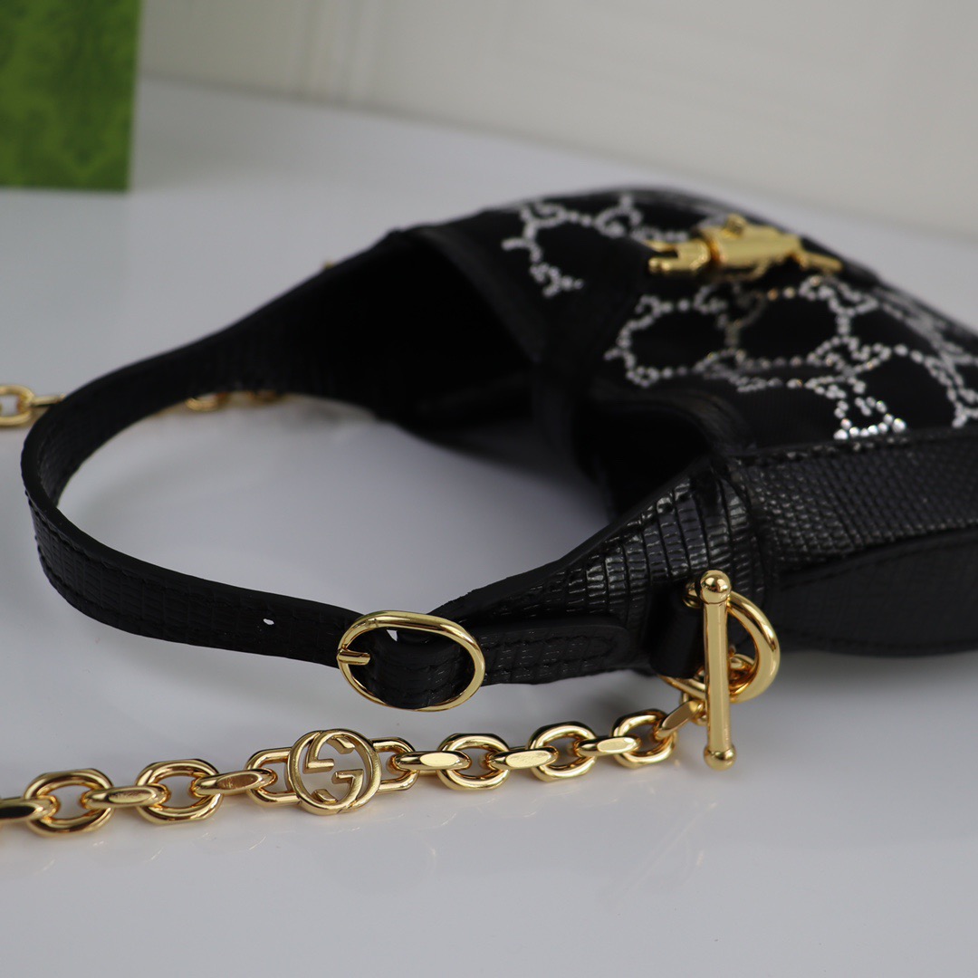 GUCCI-Jackie 1961 explosive diamond with lizard leather bag