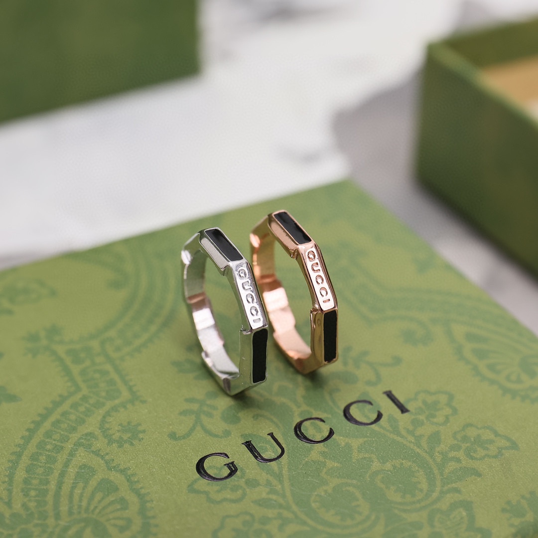 GUCCI-Link to Love series enamel diamond ring