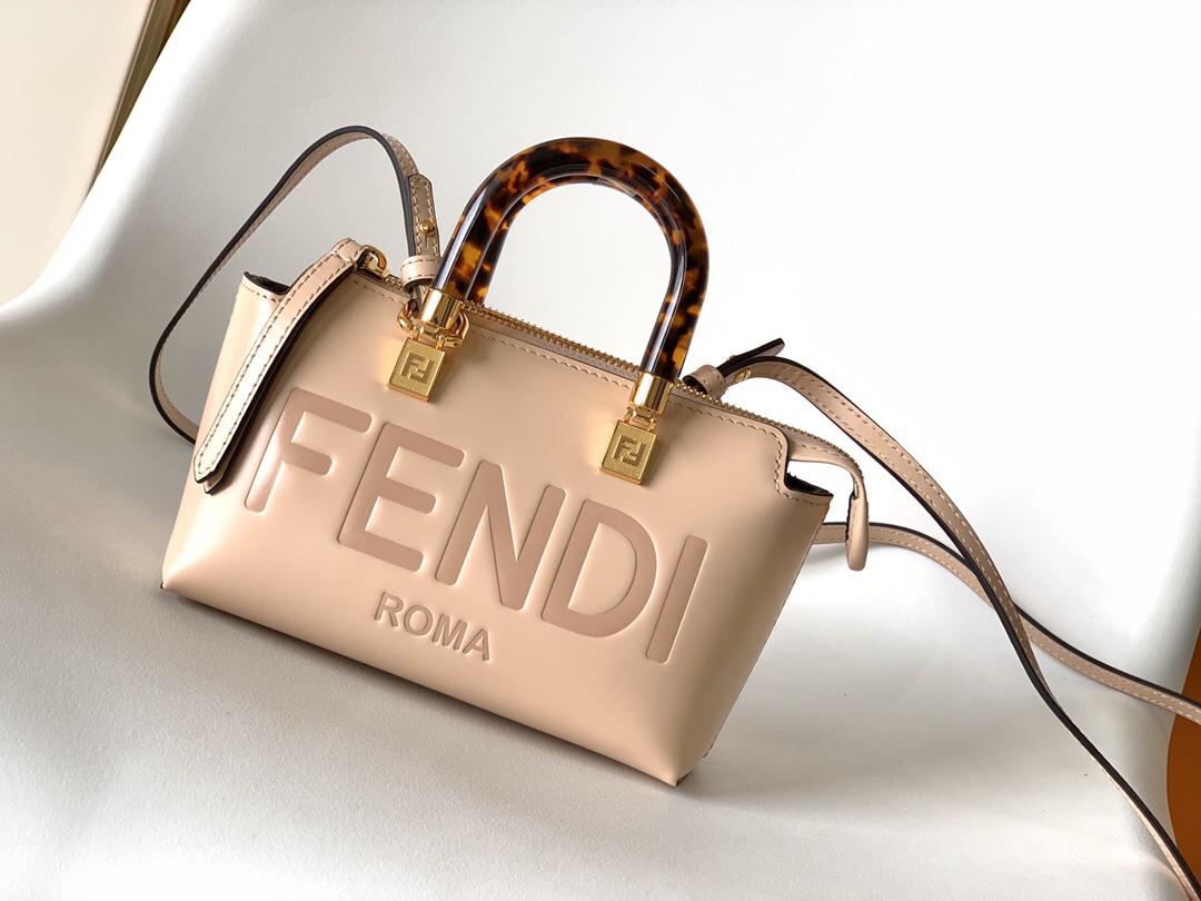 FENDI - By The Way Series Calfskin Boston Bag Shoulder Crossbody Handbag Mini Bag Pink