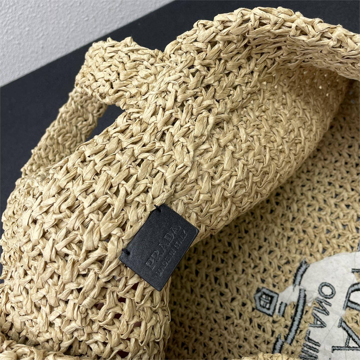 Prada-Hollow Lafite Grass Weaving Tote