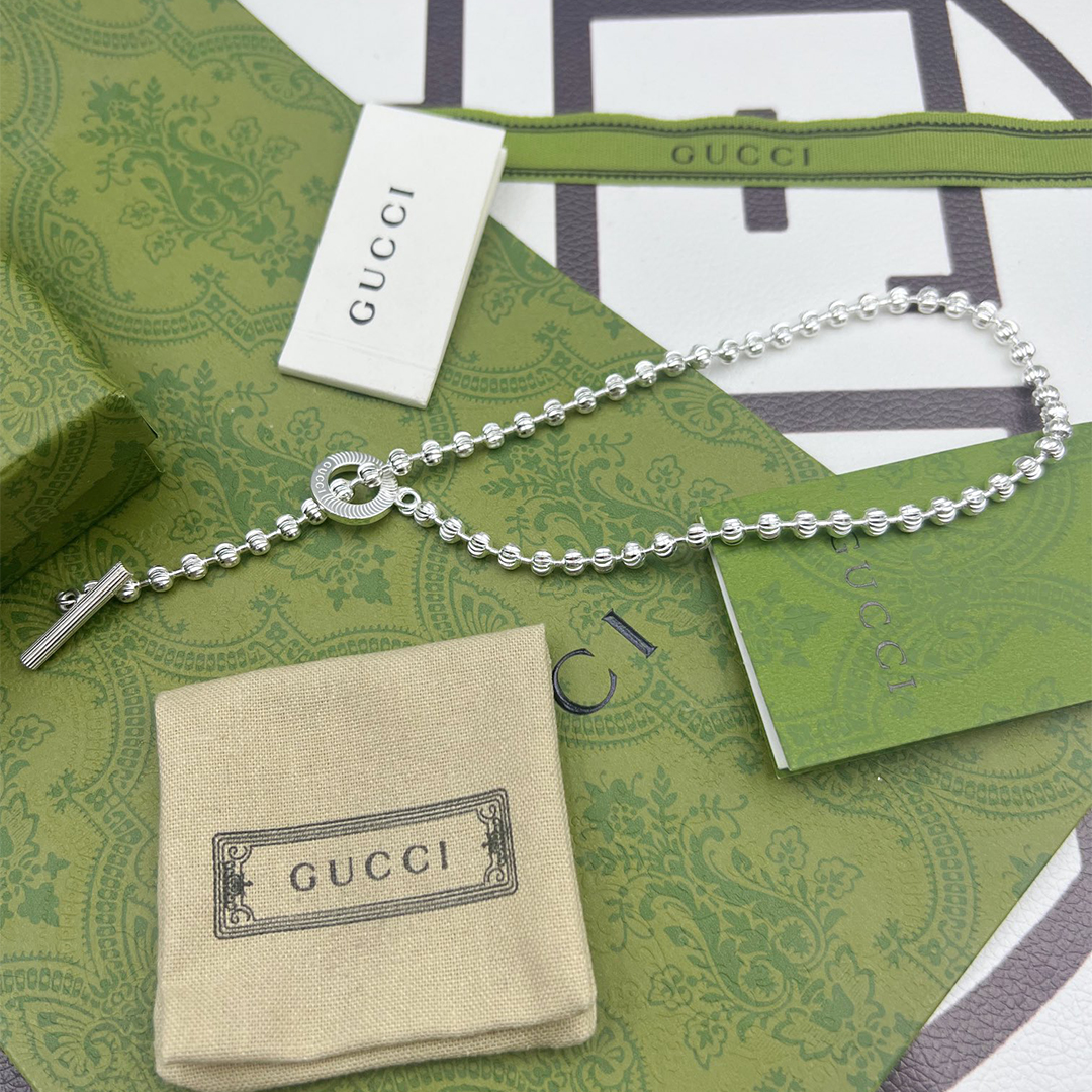 GUCCI-Silver Beads Necklace