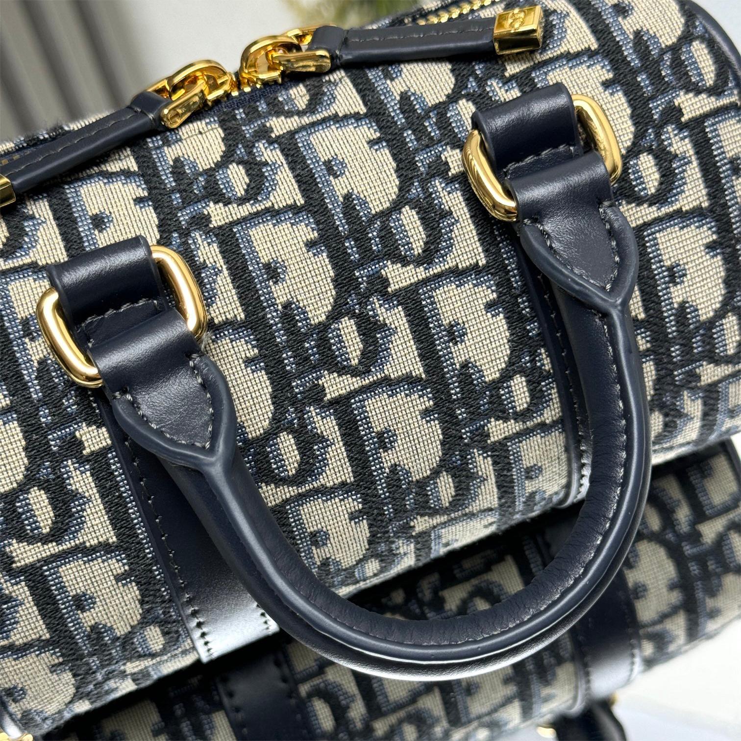 Dior-Groove 16 Mini Handbag with Blue Oblique Print