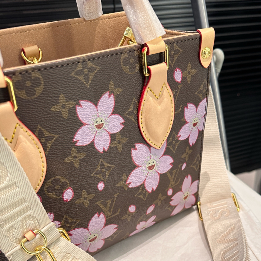 LV x Takashi Murakami OnTheGo PM Sakura Brown