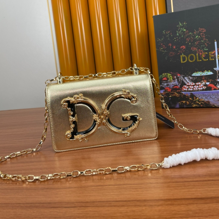 Dolce Gabbana-Real gold logo crossbody bag