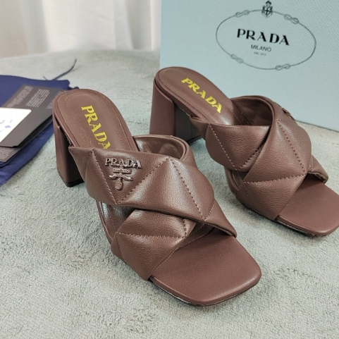 Prada-Water Dyed Sheepskin Slippers High Heels
