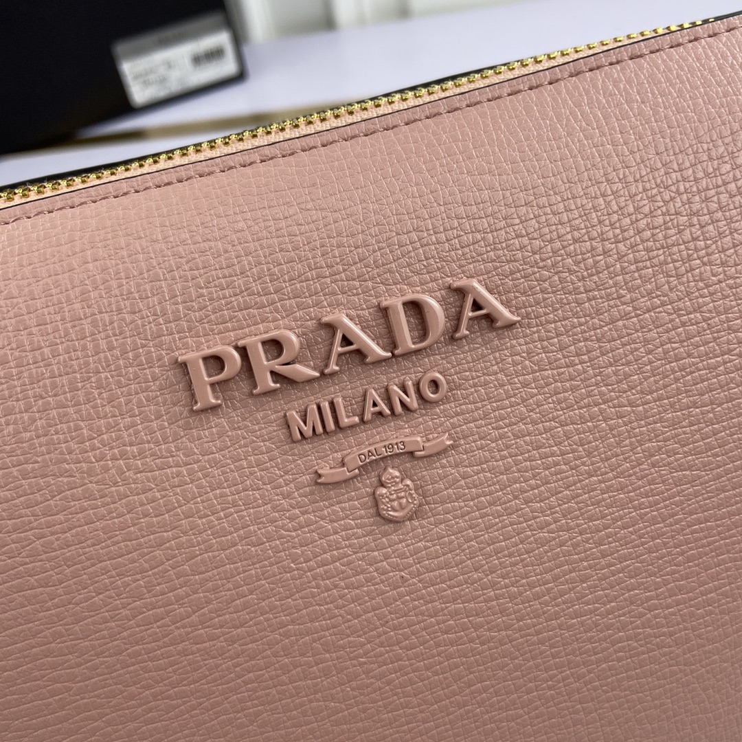 PRADA - Milano Logo Leather Shoulder Bag White/Pink/Black