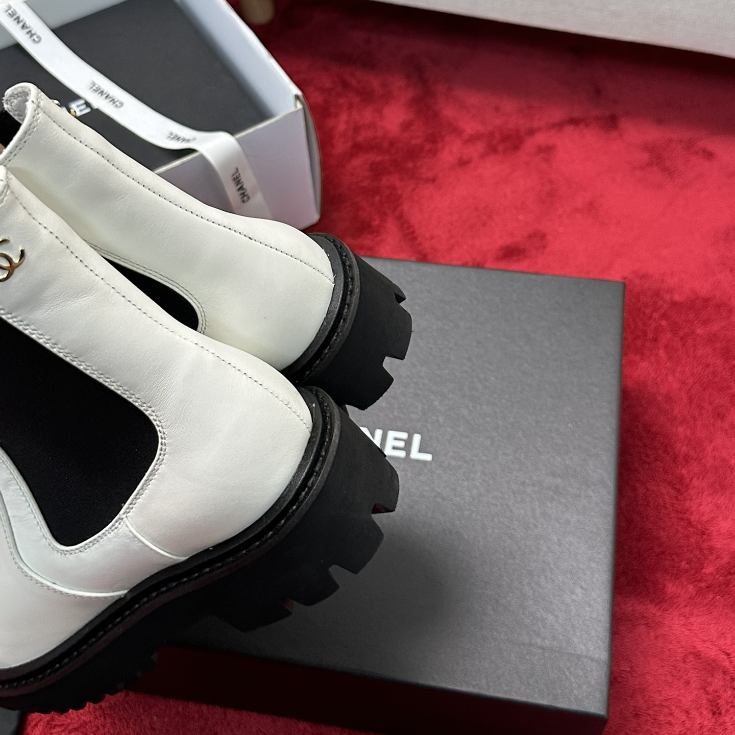 Chanel - Lambskin Platform Ankle Boots