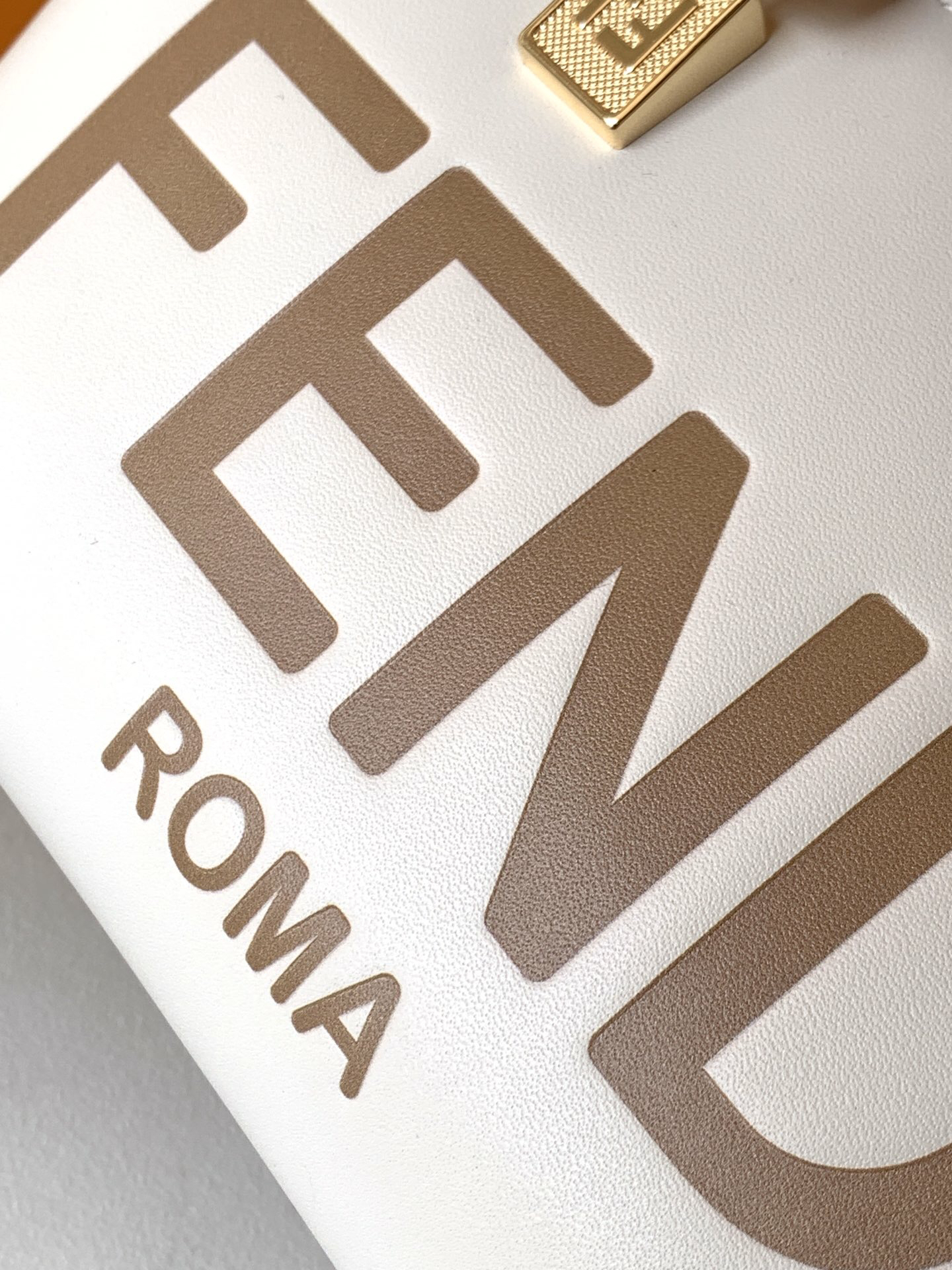 FENDI - By The Way Series Calfskin Boston Bag Shoulder Crossbody Handbag Mini Bag White