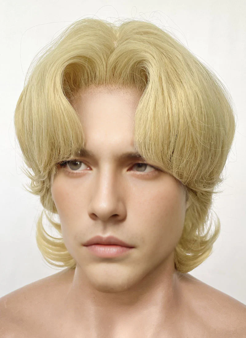 Blonde Wavy Lace Front Synthetic Men's Wig LF6128