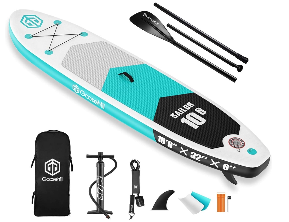 Goosehill Inflatable Stand Up Paddle Board, Premium SUP Package, 10