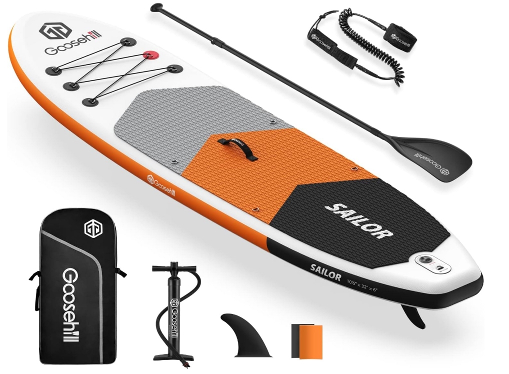 Goosehill Inflatable Stand Up Paddle Board, Premium SUP Package, 10