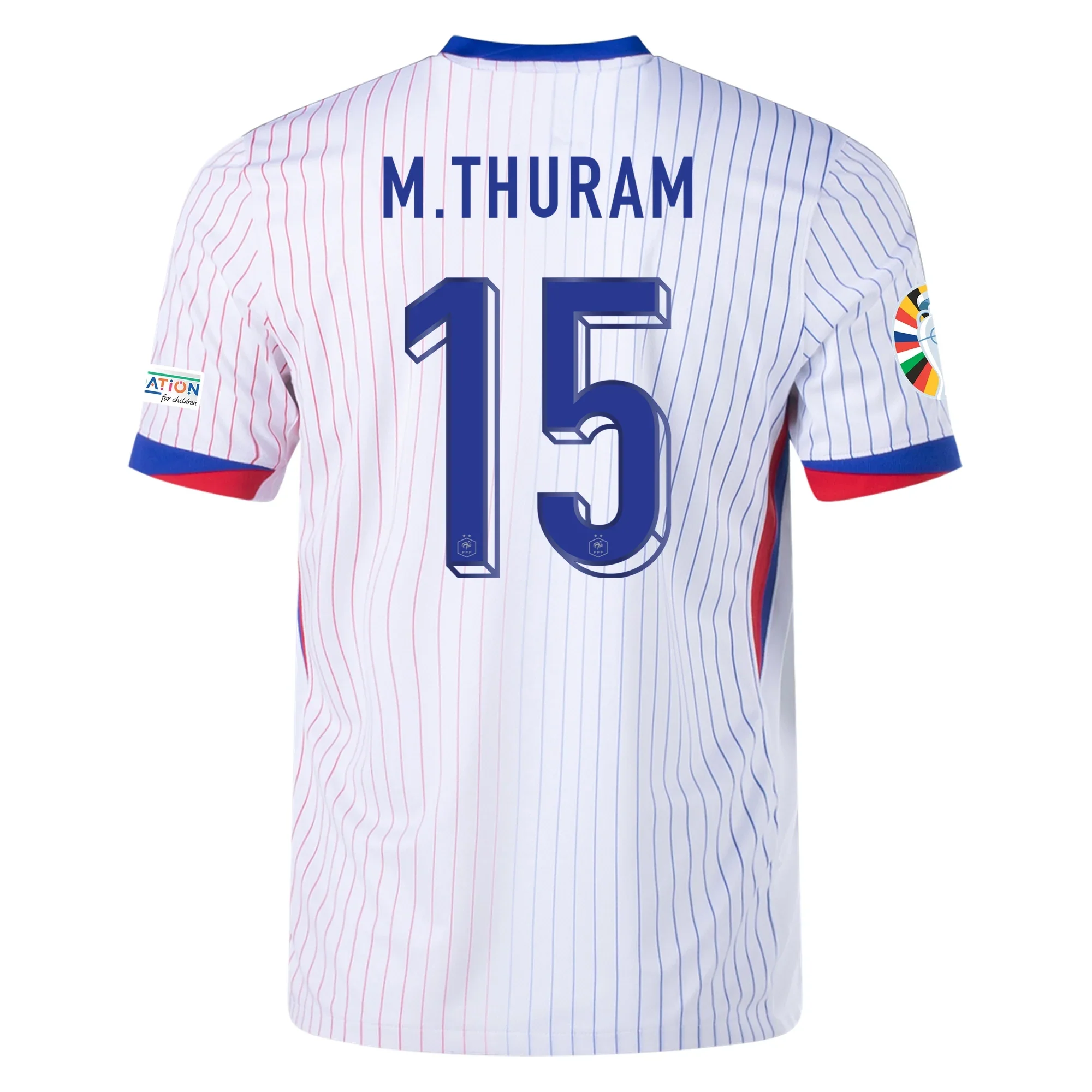 France Marcus Thuram Away Jersey w/ Euro 2024 Patches 24/25 (White/Bright Blue)