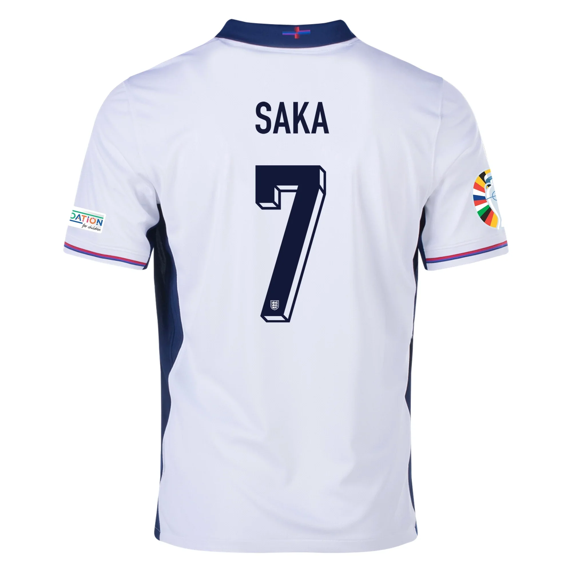England Bukayo Saka Home Jersey w/ Euro 2024 Patches 24/25 (White/Blue Void)