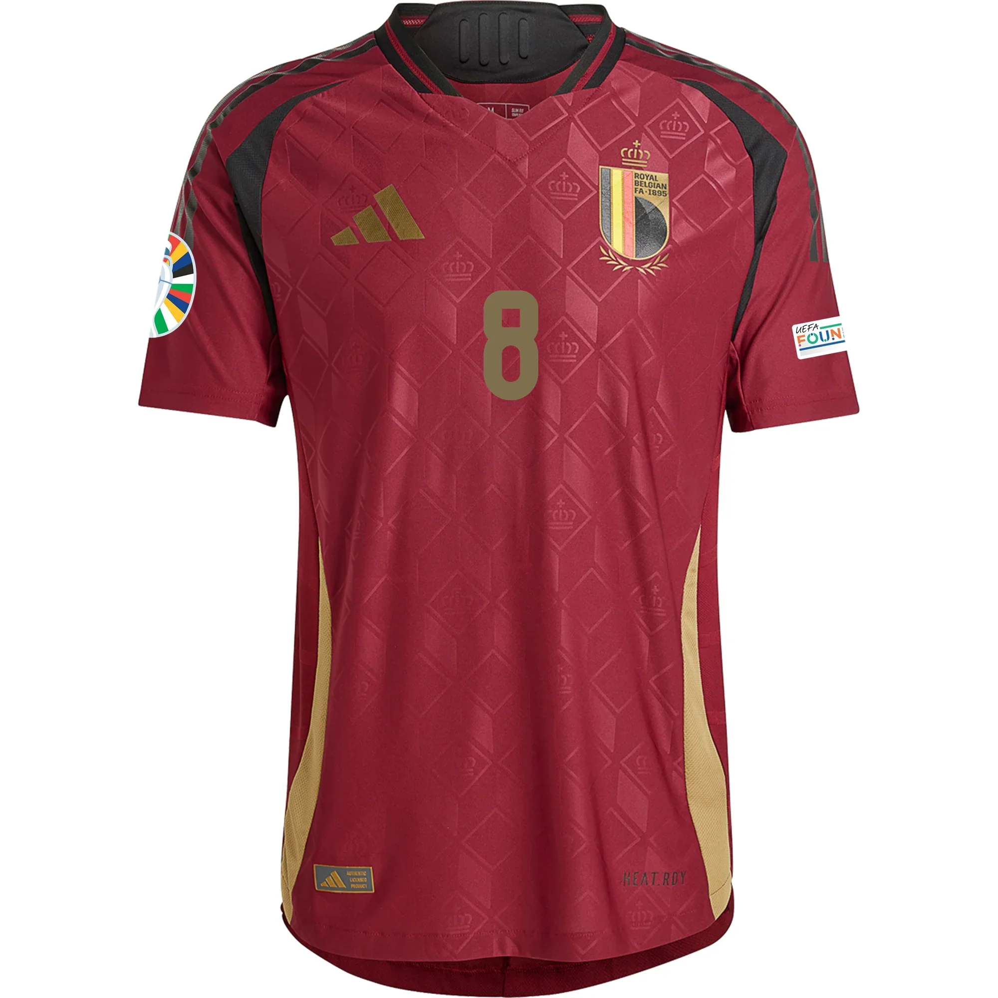 Belgium Authentic Youri Tielemans Home Jersey w/ Euro 2024 Patches 24/25 (Burgundy)