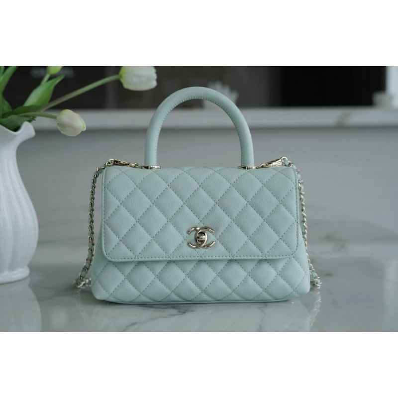 CHANEL 𝑪𝒐𝑪𝒐 𝒉𝒂𝒏𝒅𝒍 𝒆 New cowhide handle small 𝙗𝙖𝙗𝙮 blue