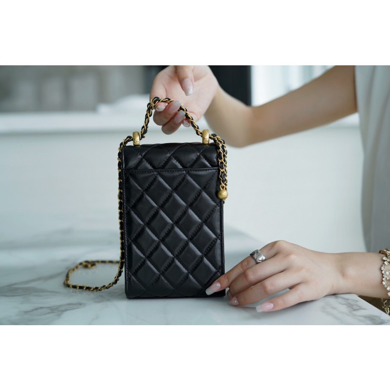 𝗖𝗛𝗔𝗘𝗡𝗟✦ Early Autumn New Double Ball Phone Bag Black➿