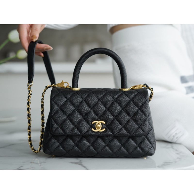 CHANEL 𝑪𝒐𝑪𝒐 𝒉𝒂𝒏𝒅𝒍 𝒆 New Cowhide Handle Small Black