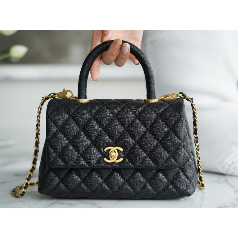 CHANEL 𝑪𝒐𝑪𝒐 𝒉𝒂𝒏𝒅𝒍 𝒆 New Cowhide Handle Small Black