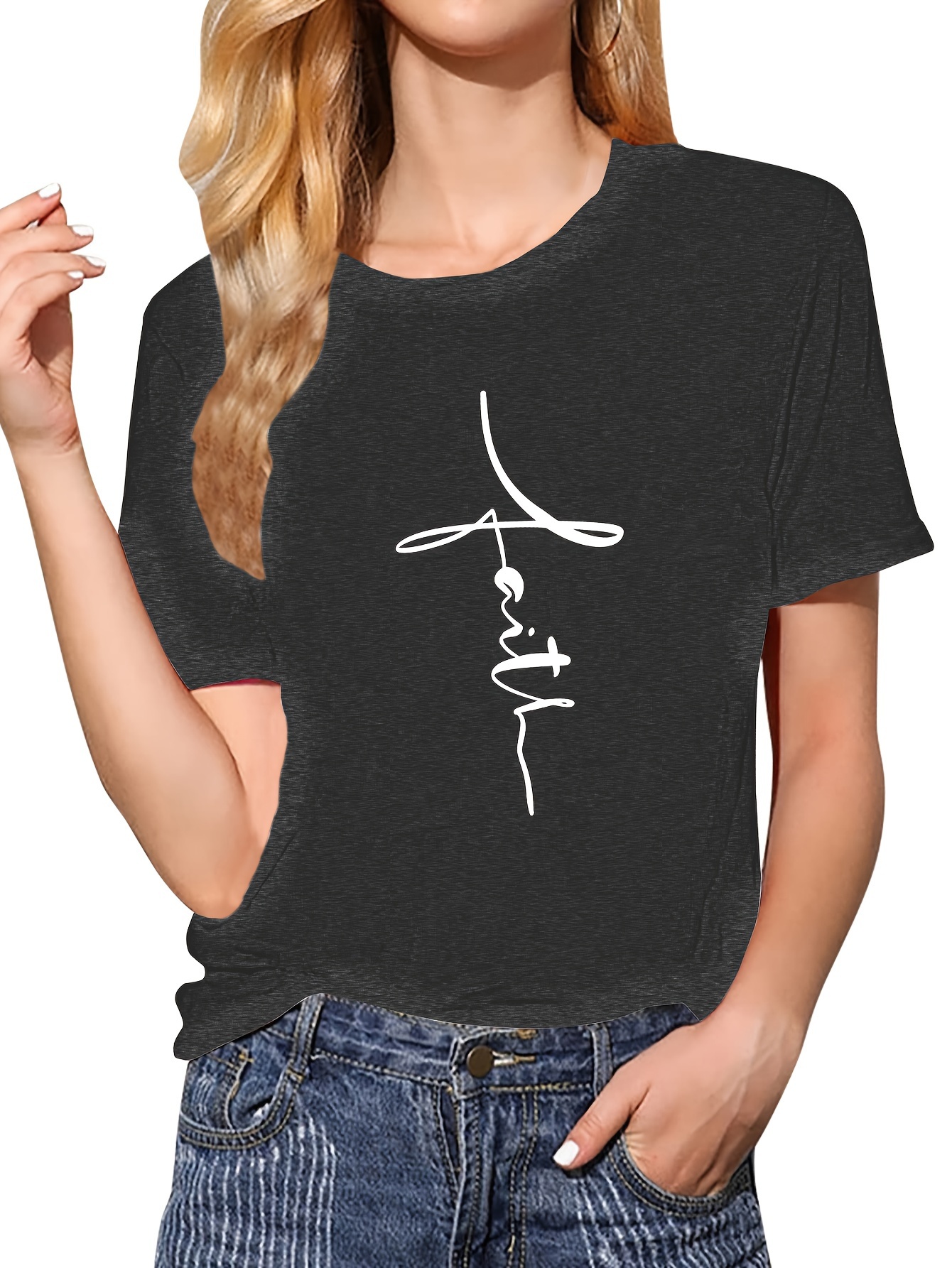 Women's Casual T-shirt, Short Sleeve Running Sports Top, Women's Activewear