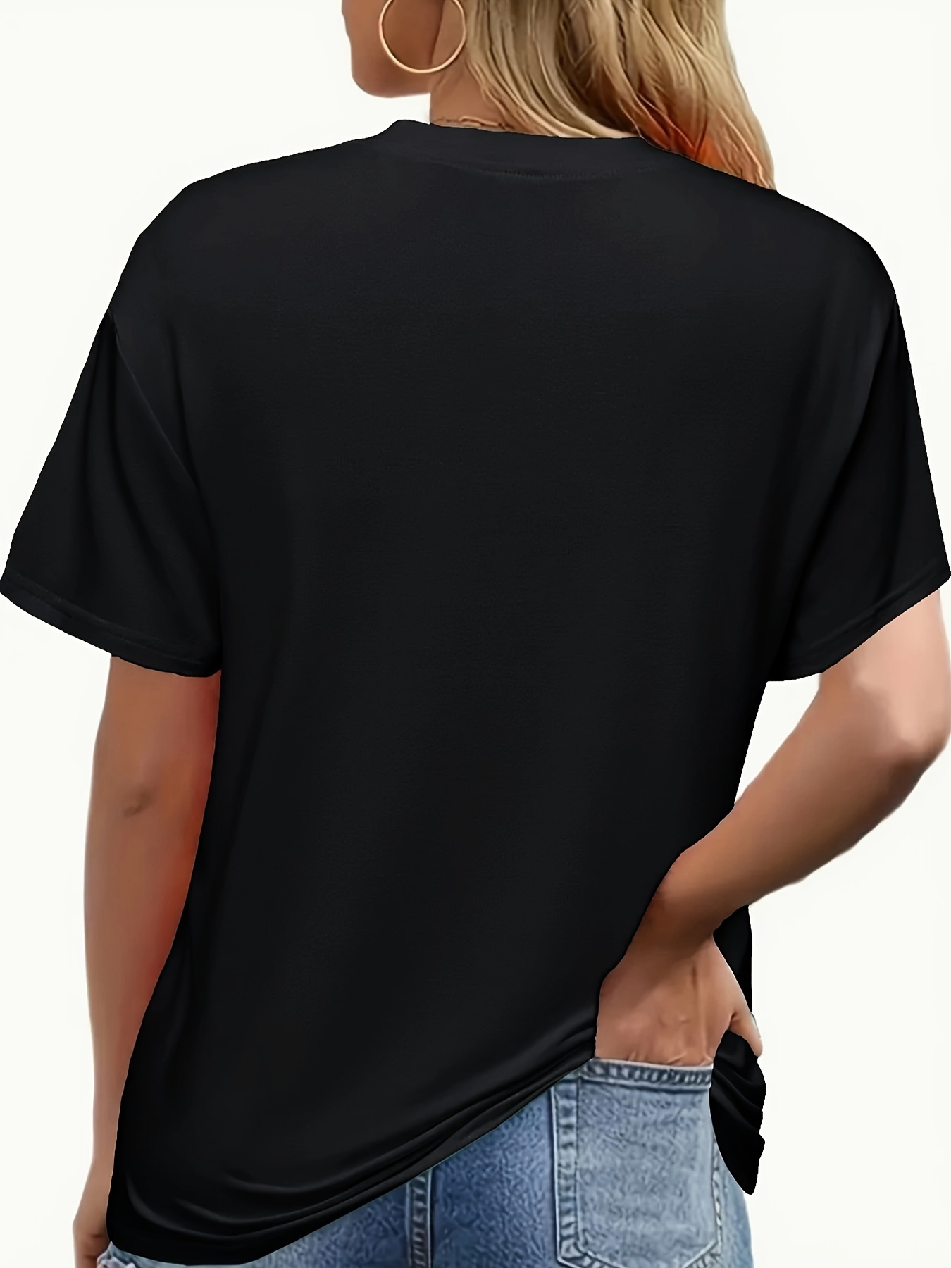 Letter Print Crew Neck T-shirt, Casual Short Sleeve Top For Spring & Summer, Women's Clothing