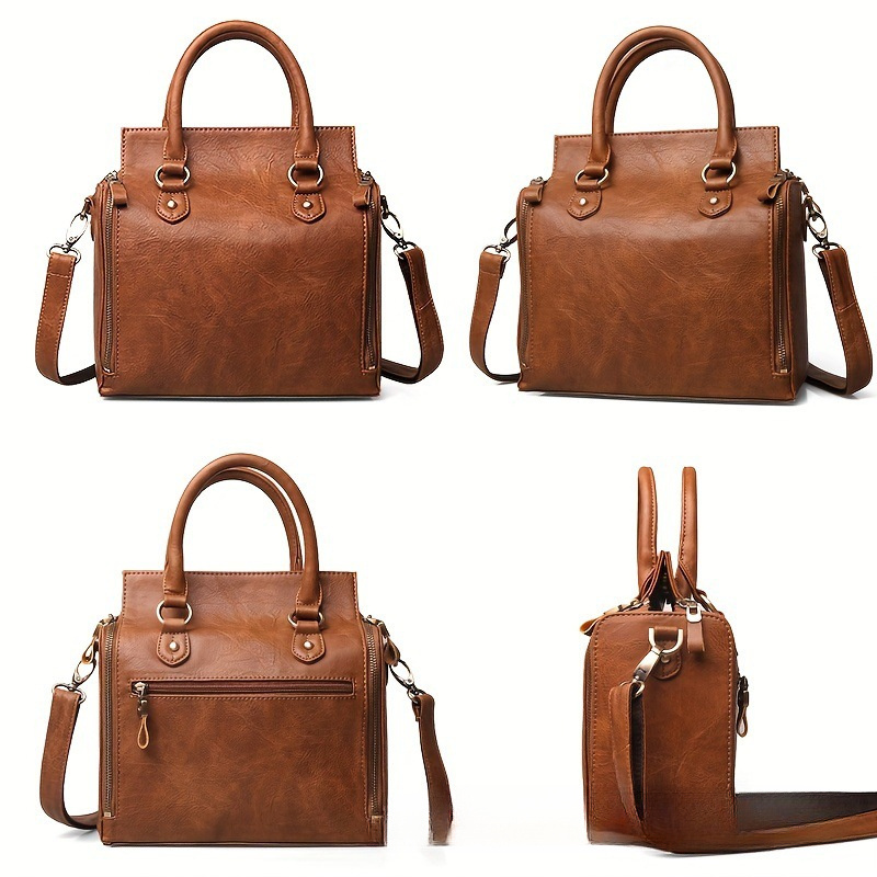 Retro PU Leather Handbag, PU Leather Western WOMEN'S Handbag, Wallet, Portable Storage Bag with Multiple Card Slots, WOMEN'S Multi-layer Crossbody Bag -1 Piece