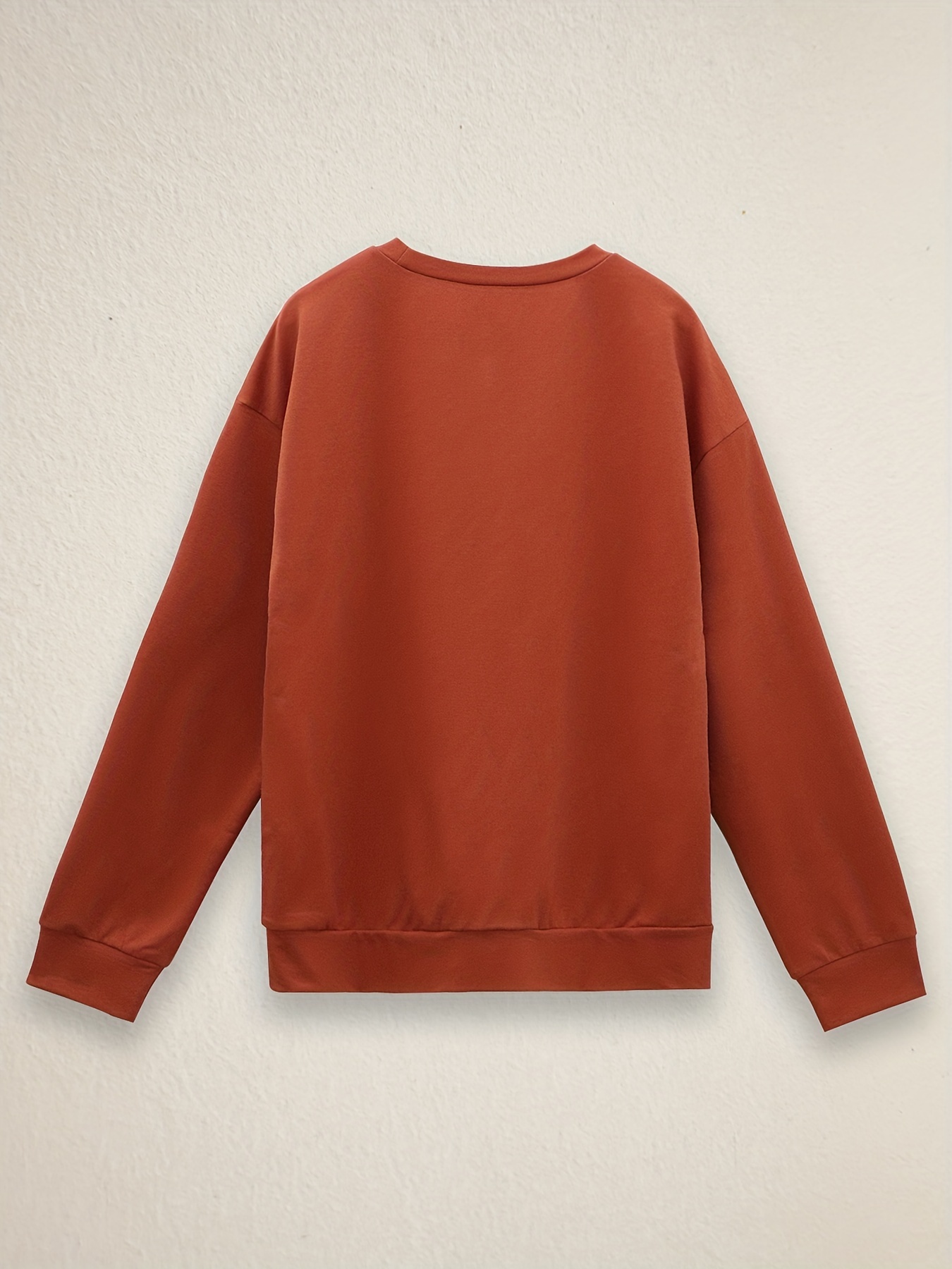 Witch Hat & Letter Print Crew Neck T-Shirt, Casual Long Sleeve Top For Spring & Fall, Women's Clothing