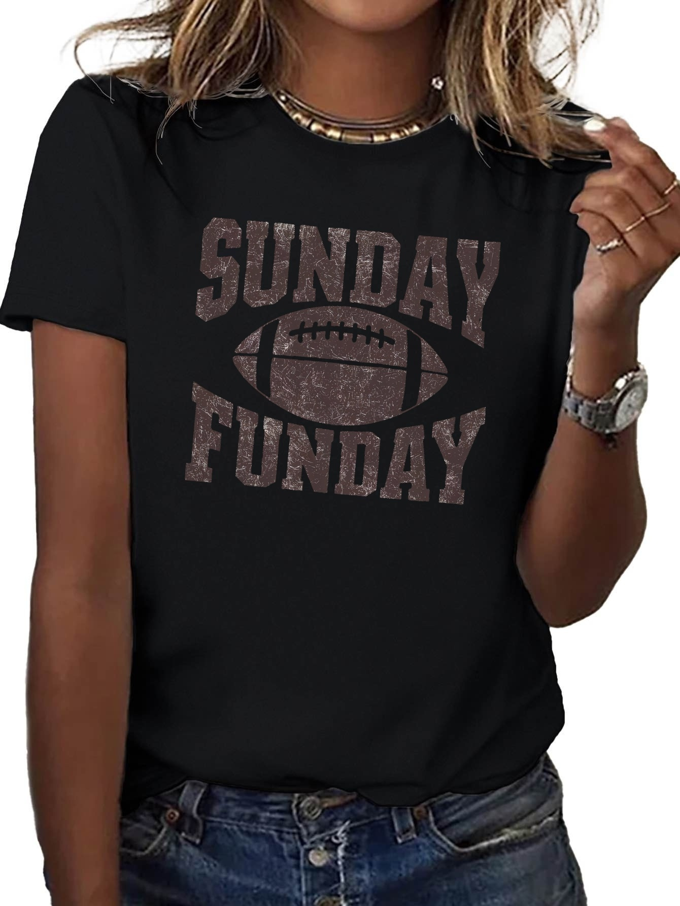 Football SUNDAY FUNDAY Pure Cotton WOMEN'S T-shirt, Comfort Fit