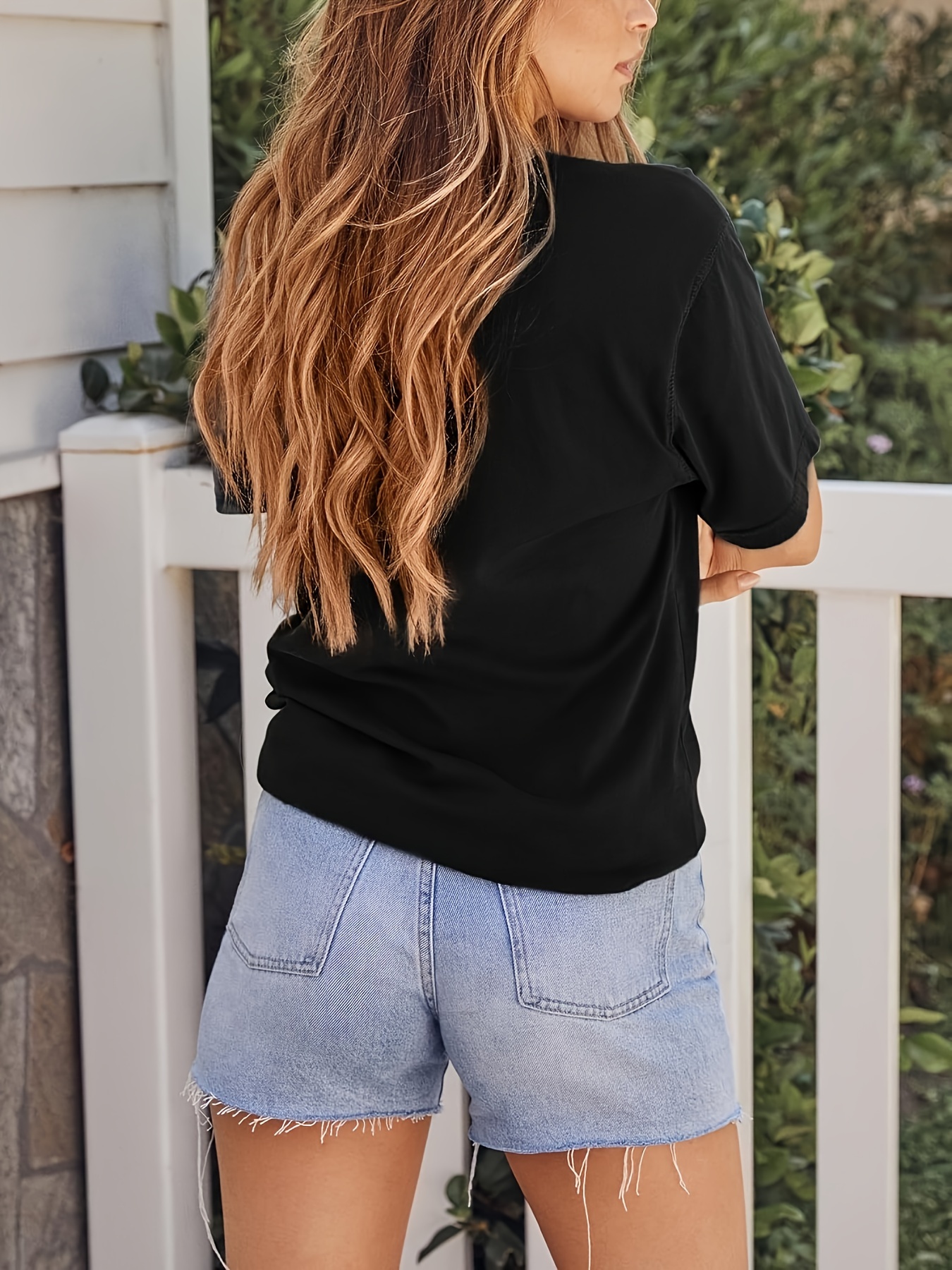 Coconut Tree & Sun Print Casual T-shirt, Crew Neck Short Sleeve Top For Spring & Summer, Women's Clothing