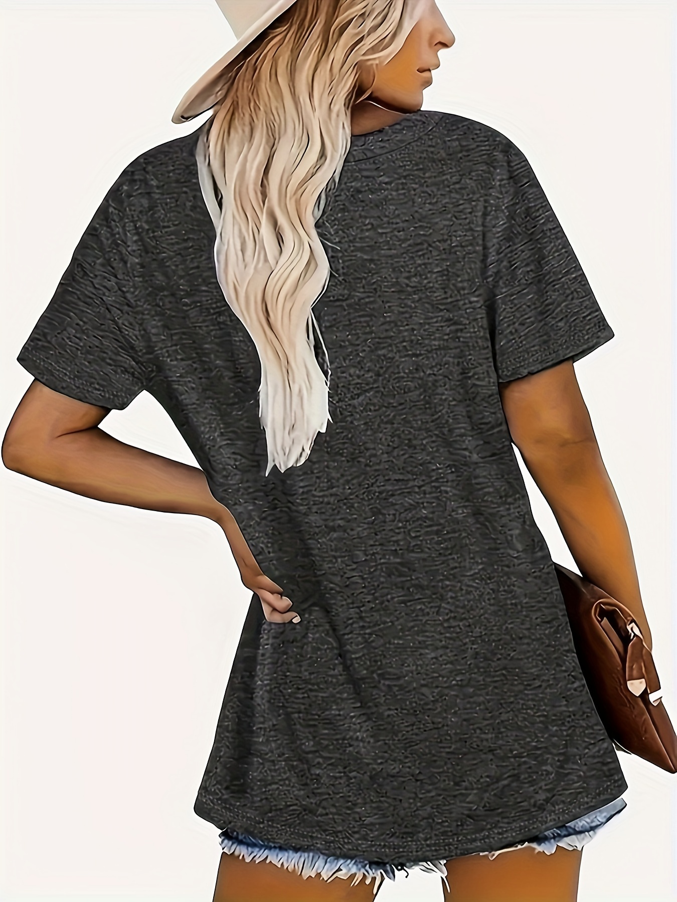 Letter Print Crew Neck T-shirt, Casual Short Sleeve Top For Spring & Summer, Women's Clothing