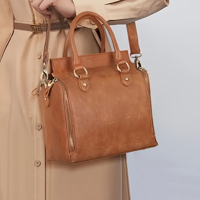 Retro PU Leather Handbag, PU Leather Western WOMEN'S Handbag, Wallet, Portable Storage Bag with Multiple Card Slots, WOMEN'S Multi-layer Crossbody Bag -1 Piece