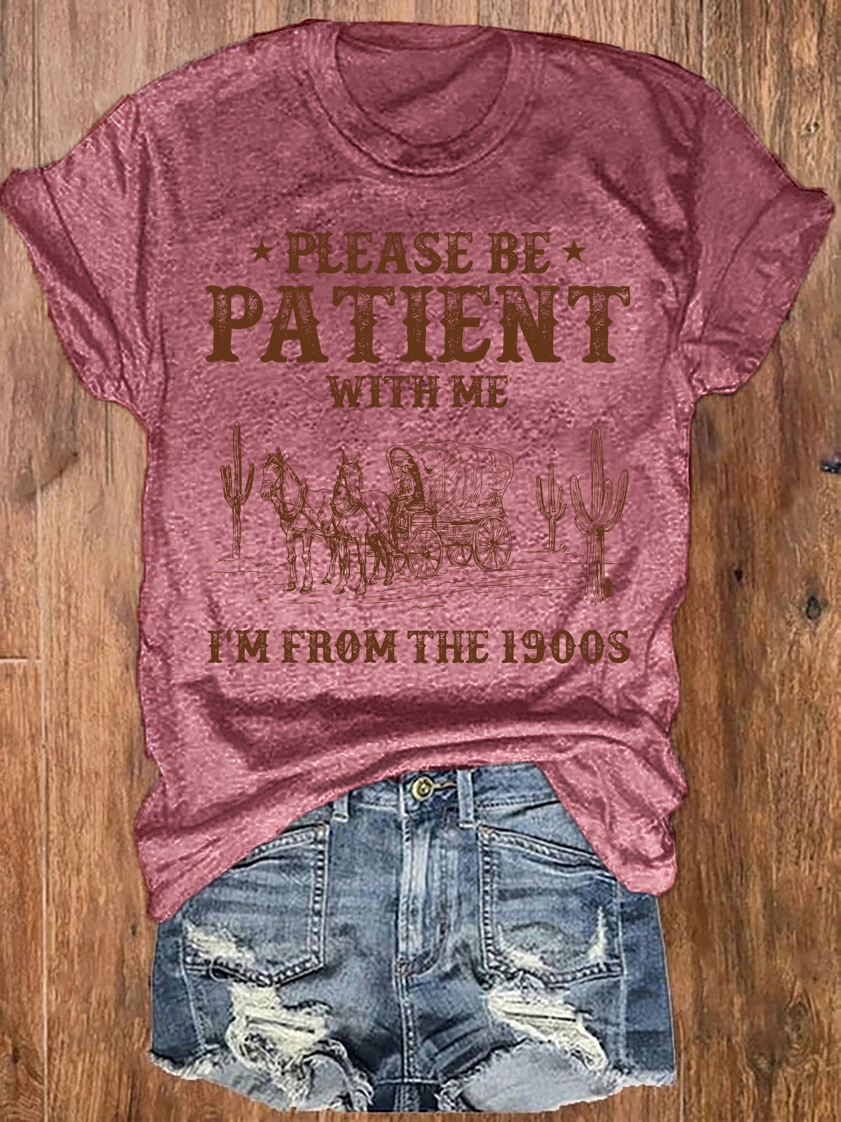 Letter Print Crew Neck T-Shirt, Casual Short Sleeve T-Shirt For Spring & Summer, Women's Clothing