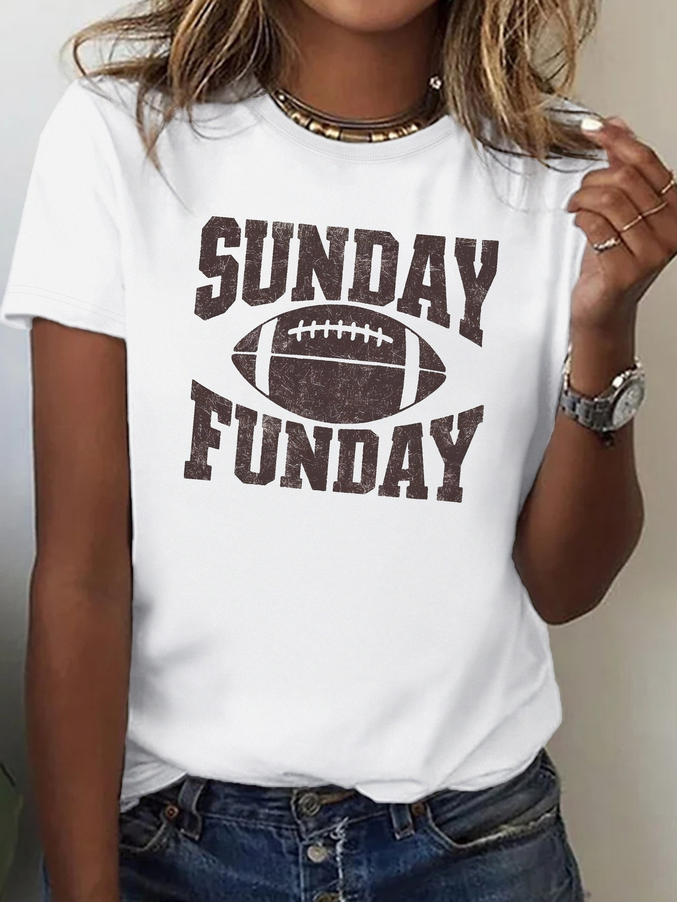 Football SUNDAY FUNDAY Pure Cotton WOMEN'S T-shirt, Comfort Fit