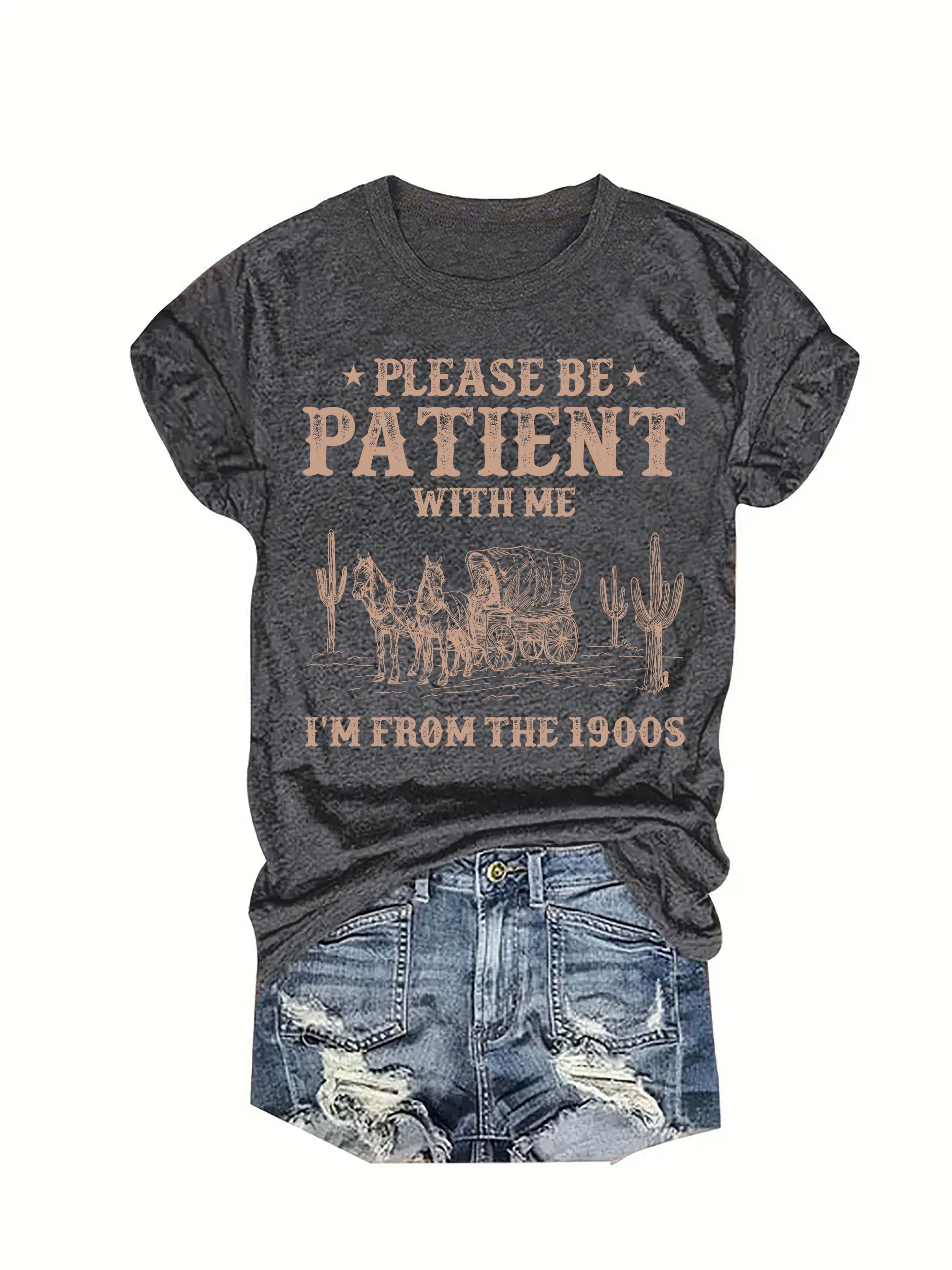 Letter Print Crew Neck T-Shirt, Casual Short Sleeve T-Shirt For Spring & Summer, Women's Clothing