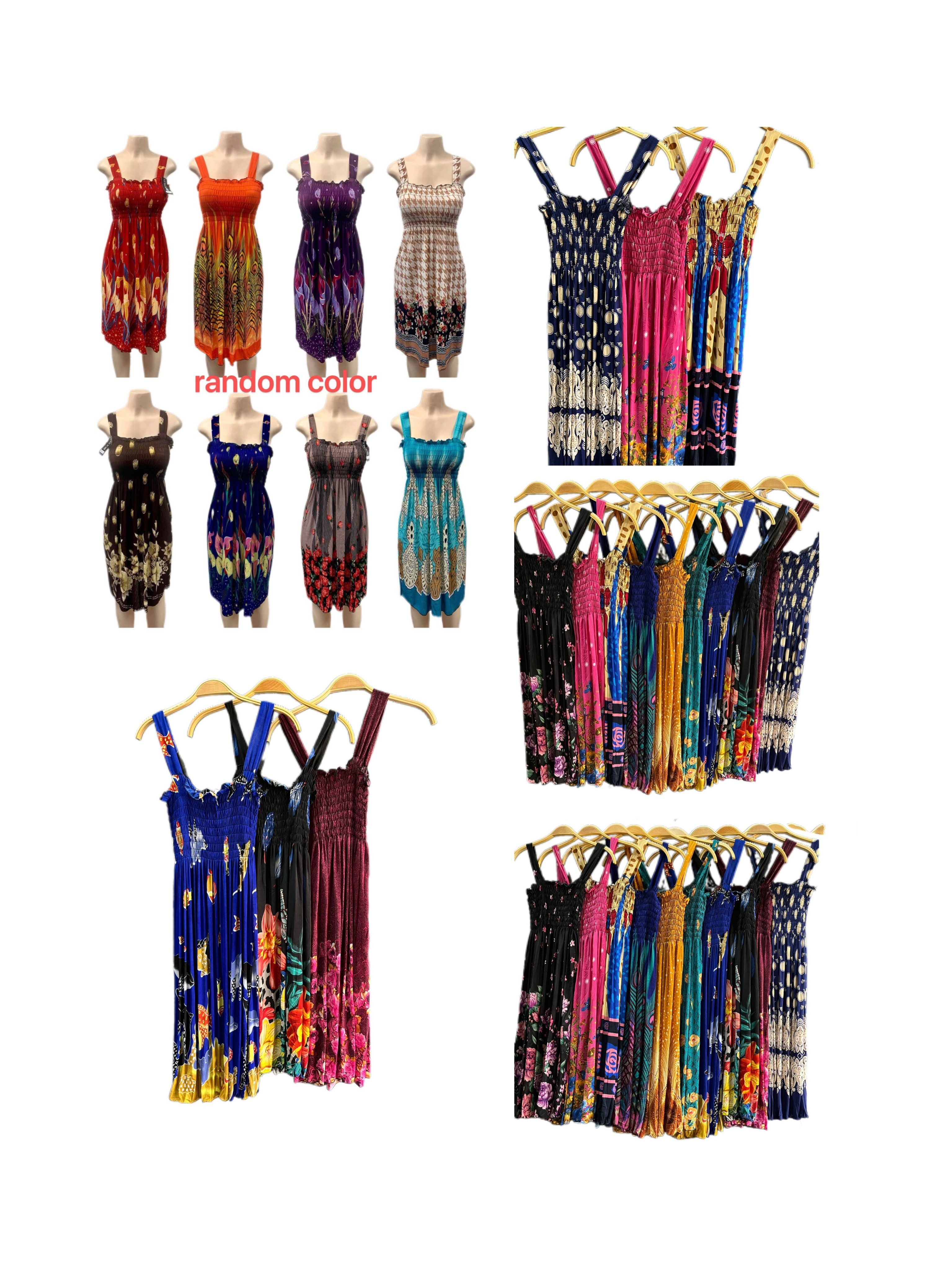 3 Pieces Women Summer Boho Dress Casual Floral Print Spaghetti Strap Square Neck Short Dress Random Color