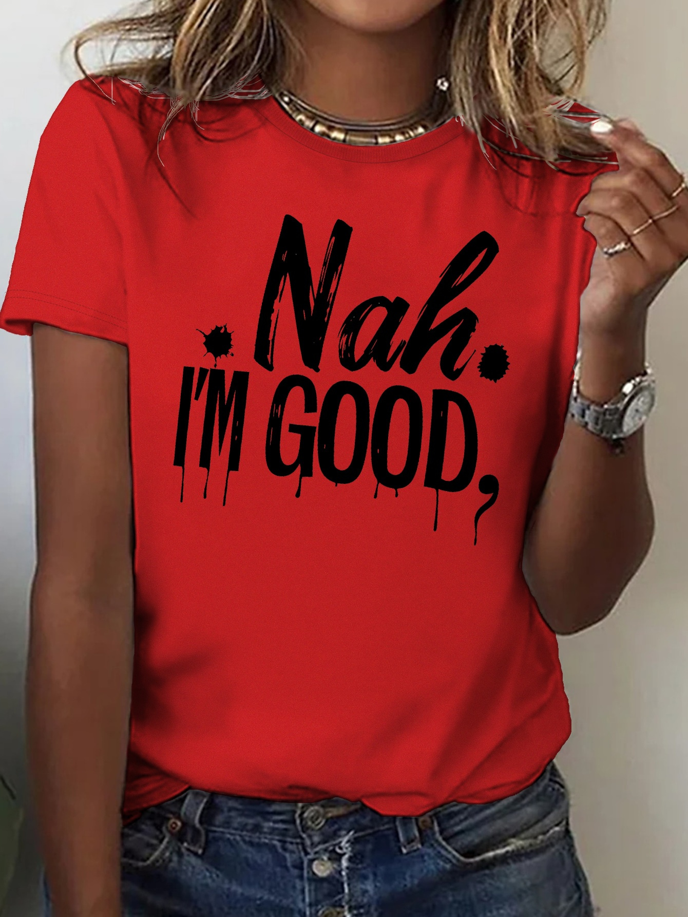 Letter Print Crew Neck T-shirt, Casual Short Sleeve Top For Spring & Summer, Women's Clothing