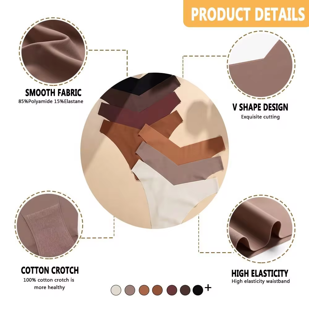 Dropshipping 7 Colors Women's Seamless Panty Underwear Mid Waist Elastic Cotton Panties Hipster Sexy Thongs Women's Panties