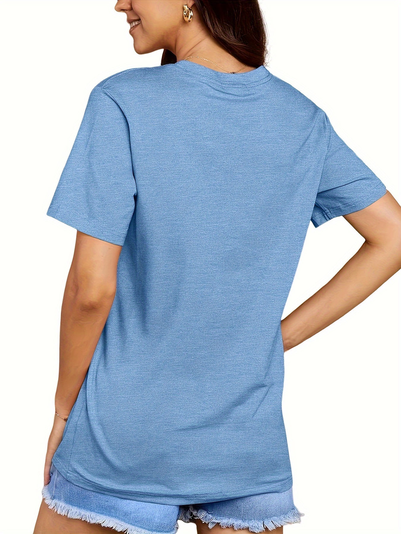 Coconut Tree & Sun Print Casual T-shirt, Crew Neck Short Sleeve Top For Spring & Summer, Women's Clothing