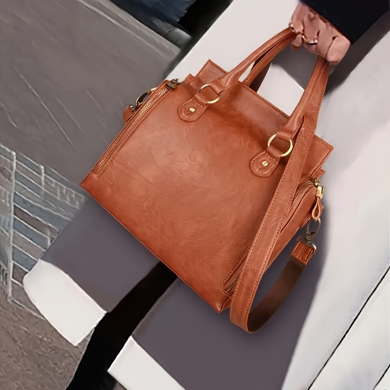 Retro PU Leather Handbag, PU Leather Western WOMEN'S Handbag, Wallet, Portable Storage Bag with Multiple Card Slots, WOMEN'S Multi-layer Crossbody Bag -1 Piece