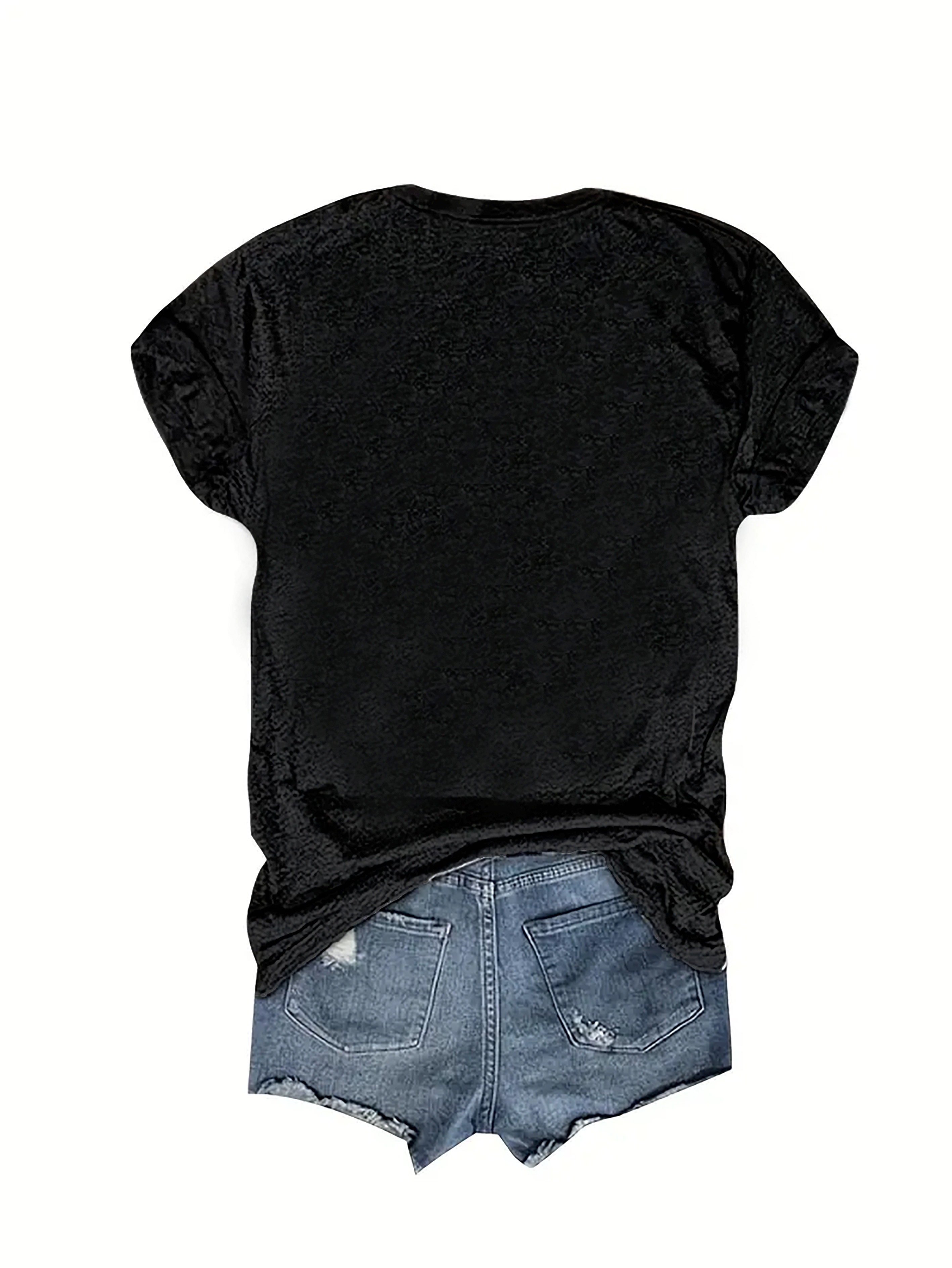 Letter Print Crew Neck T-Shirt, Casual Short Sleeve T-Shirt For Spring & Summer, Women's Clothing