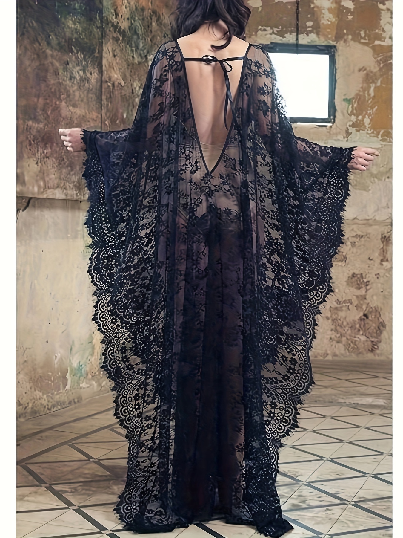 Beach Cover Up for Women Plus Size Boho Lace Kaftan Dress Sheer Bathing Suit Sexy Cover Up