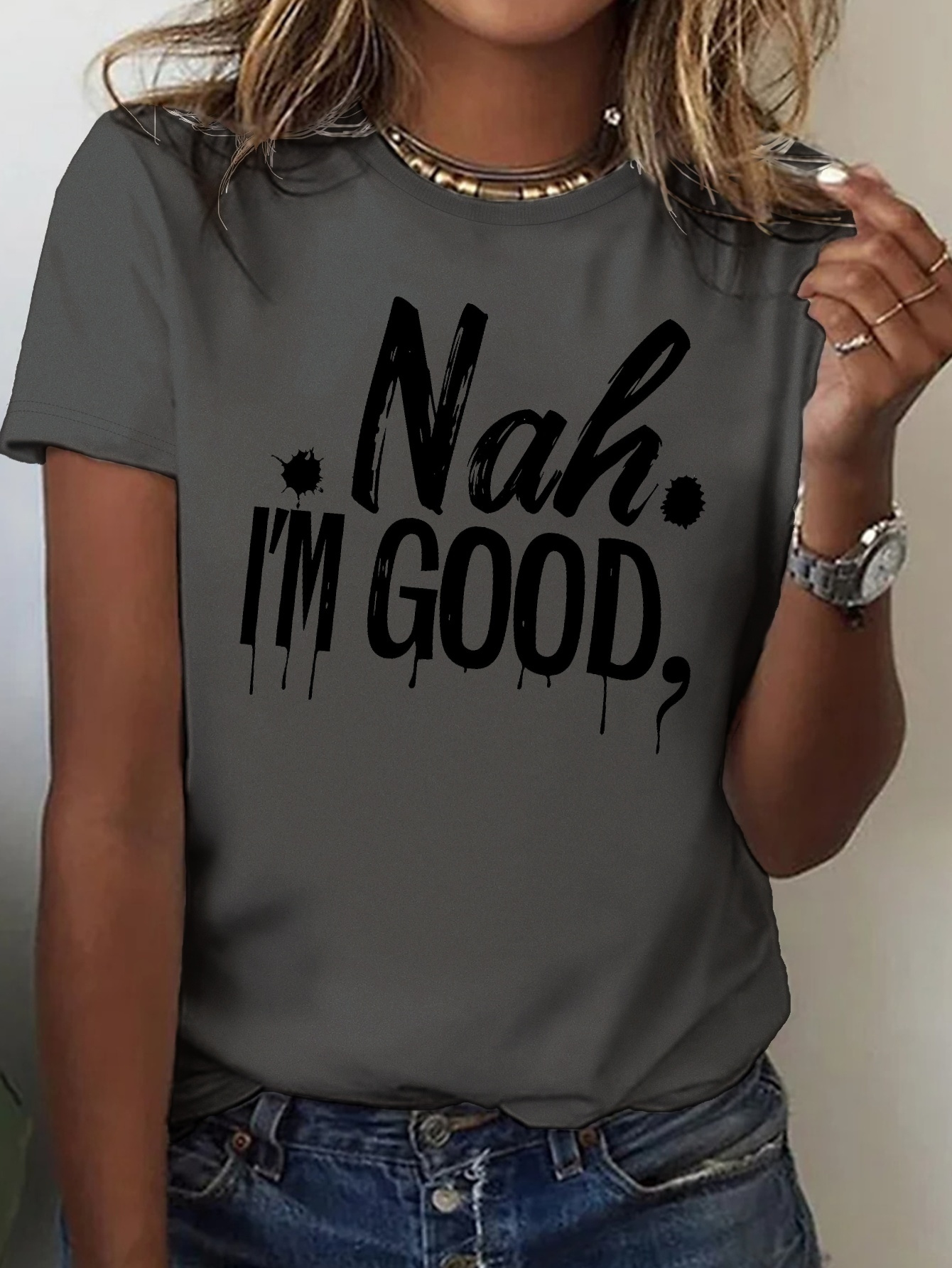 Letter Print Crew Neck T-shirt, Casual Short Sleeve Top For Spring & Summer, Women's Clothing