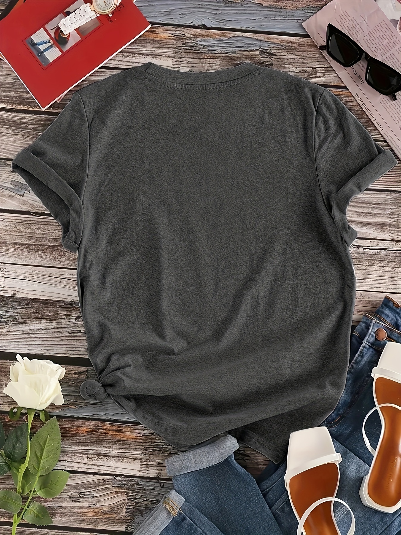 Letter Print Crew Neck T-Shirt, Casual Short Sleeve T-Shirt For Spring & Summer, Women's Clothing