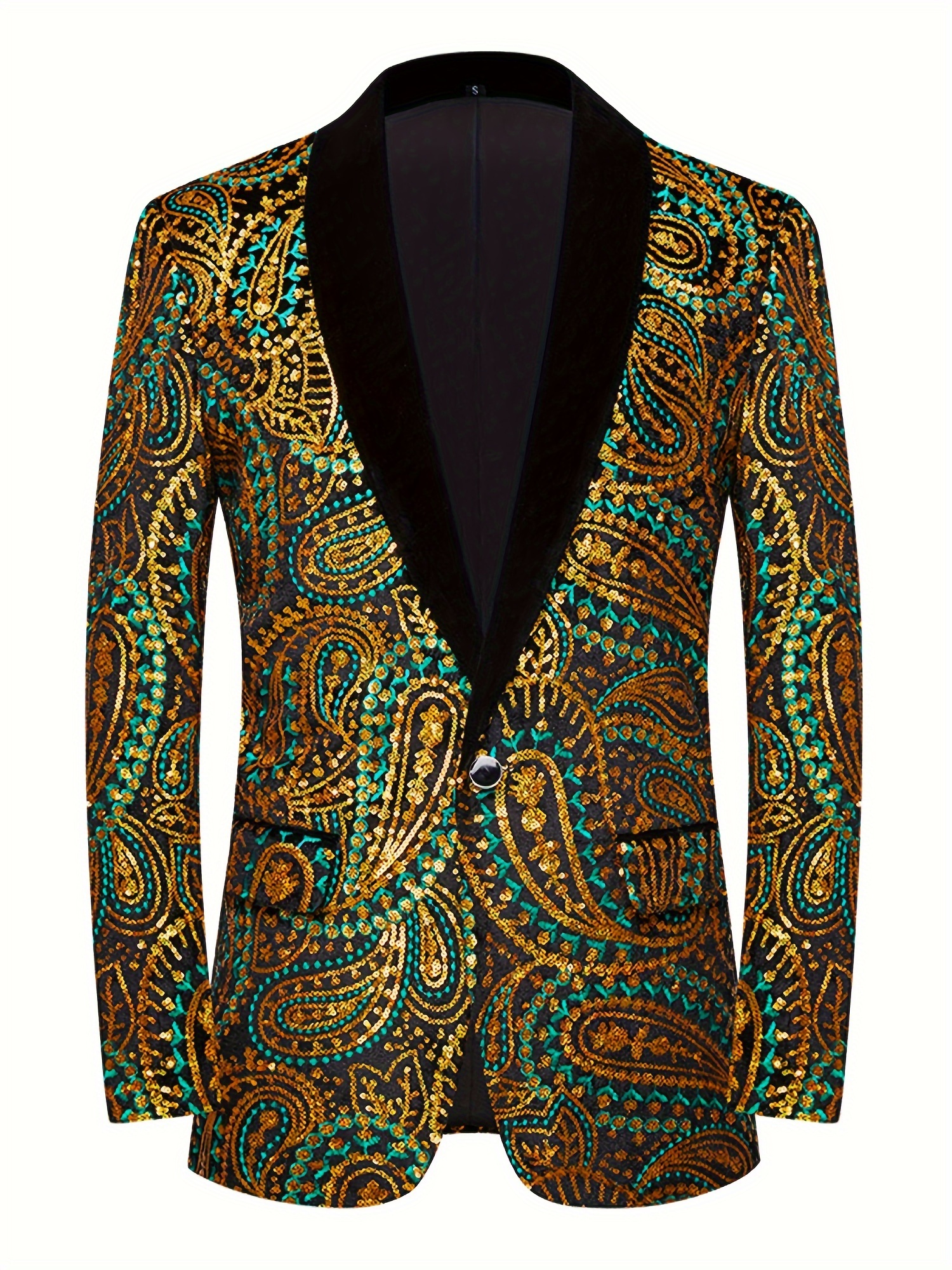 Women's Casual Sequin Top Paisley Pattern Evening Host Eye-catching Cashew Flower Jacket