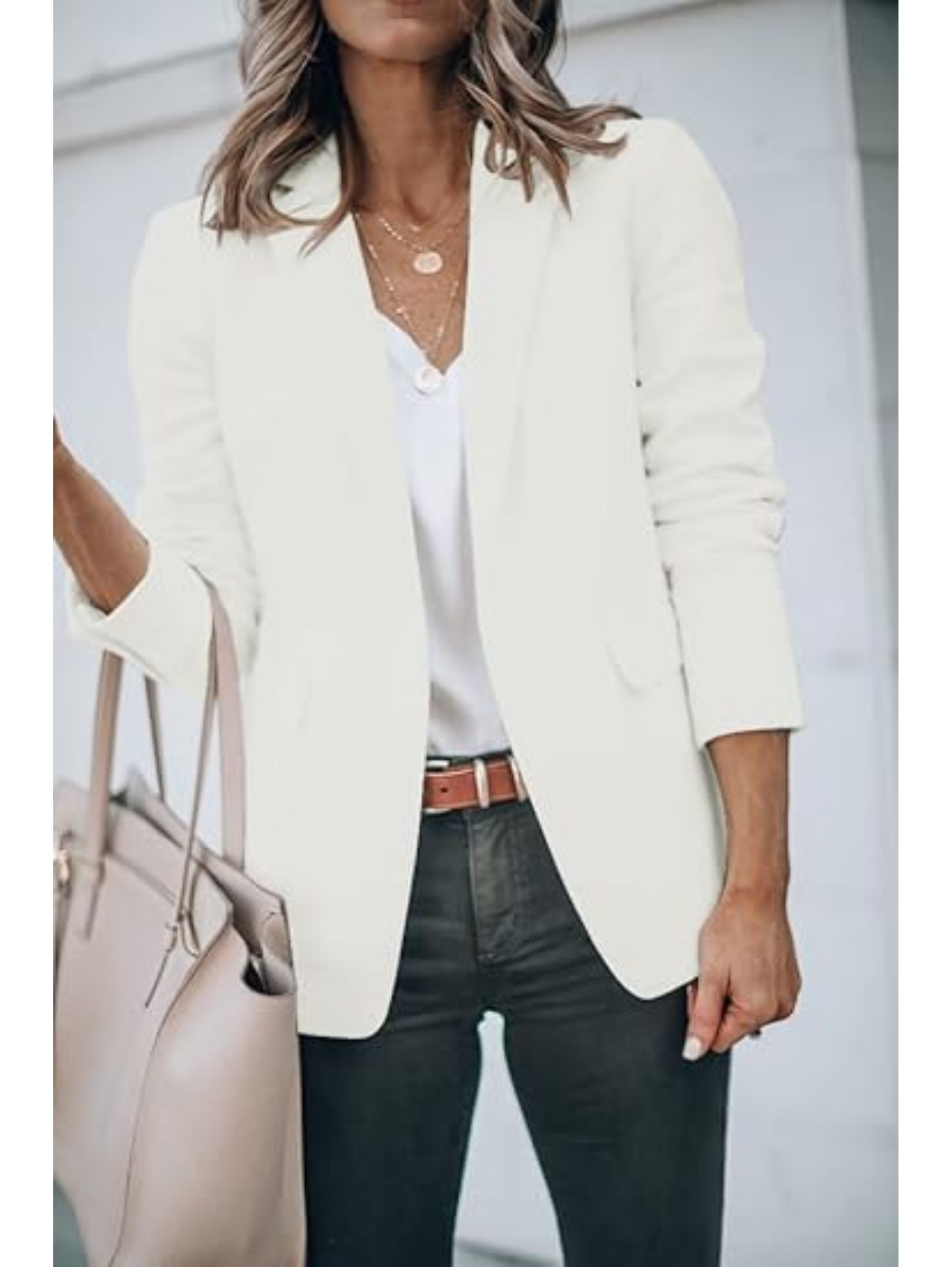 Fashion Single Button Lapel Neck Blazer, Casual Long Sleeve Blazer for Office & Work, Women's Clothing
