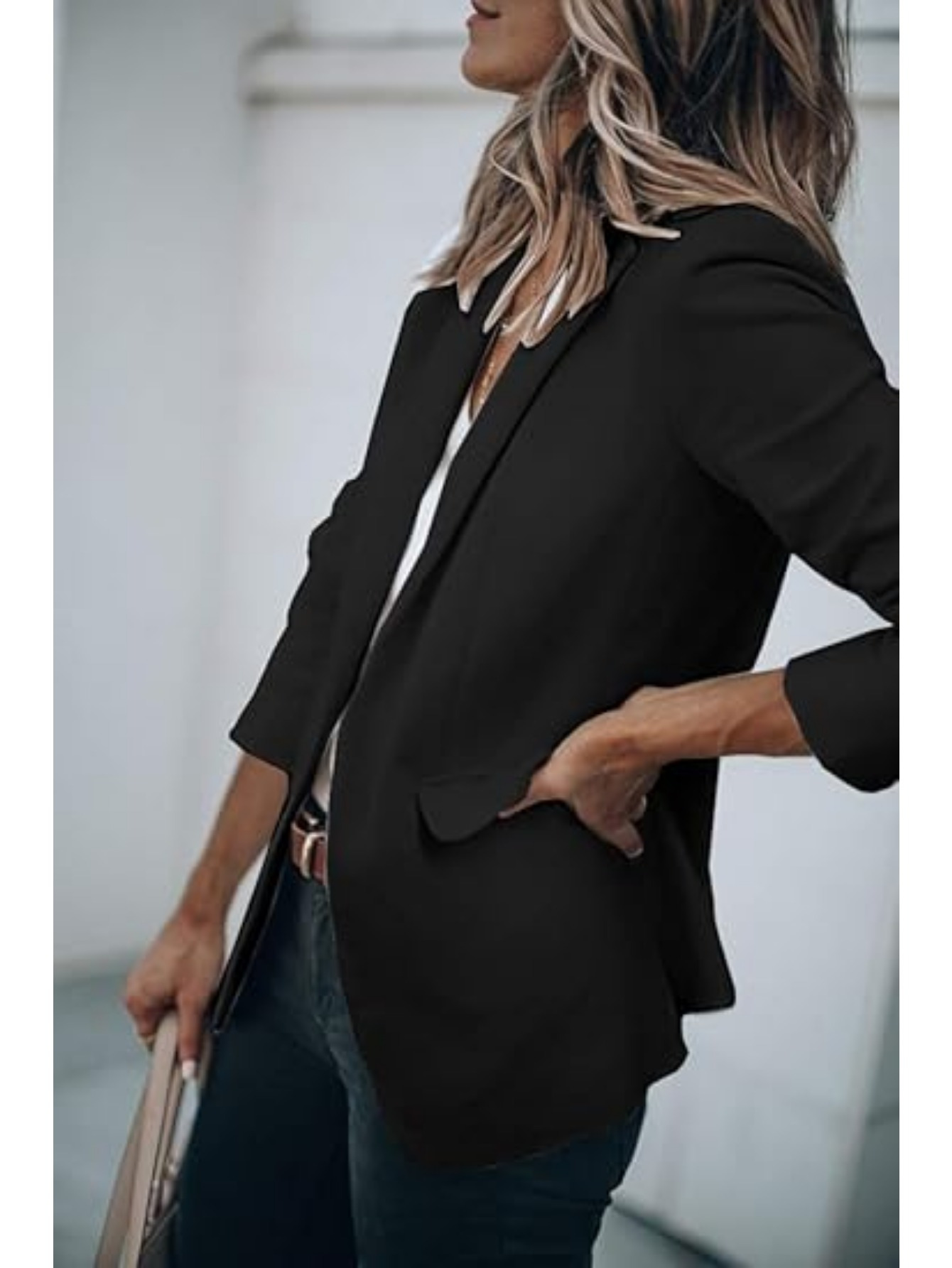 Fashion Single Button Lapel Neck Blazer, Casual Long Sleeve Blazer for Office & Work, Women's Clothing