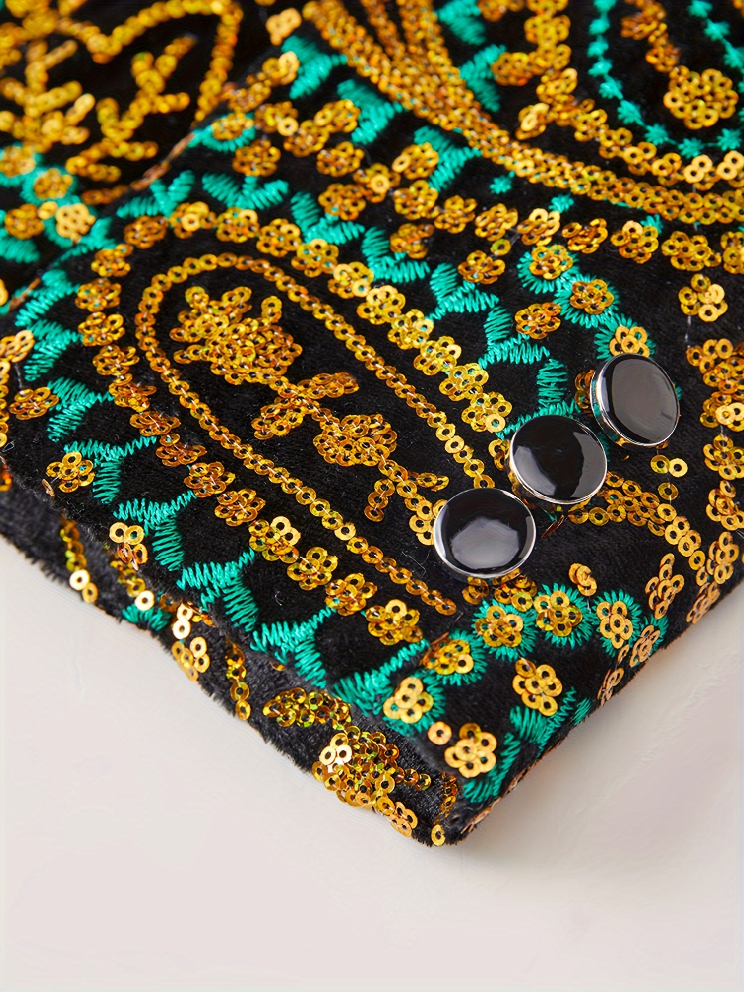 Women's Casual Sequin Top Paisley Pattern Evening Host Eye-catching Cashew Flower Jacket